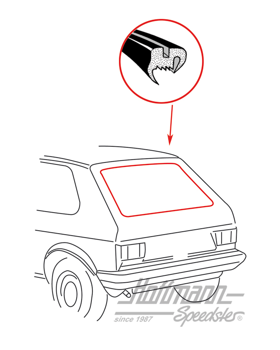 Heckscheibendichtung ohne Nut, Golf 1 Limousine Heckscheibendichtung ohne Nut, Golf 1 Limousine