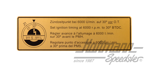Aufkleber "Zündzeitpunkt", 911, 2.0-2.2