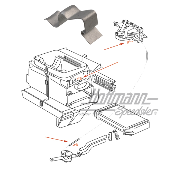 Klammer, Heizungsventilzug, Golf/Bus Klammer, Heizungsventilzug, Golf/Bus