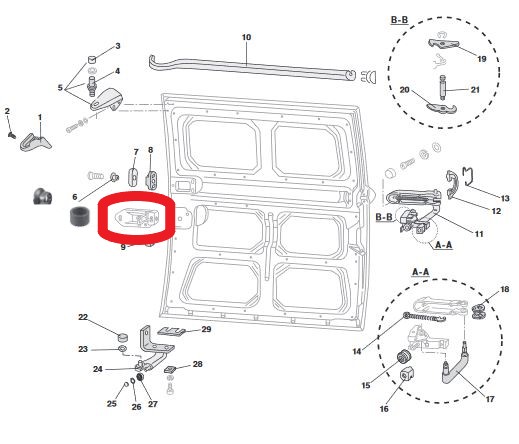 Verriegelung Schiebetüre, Bus T2