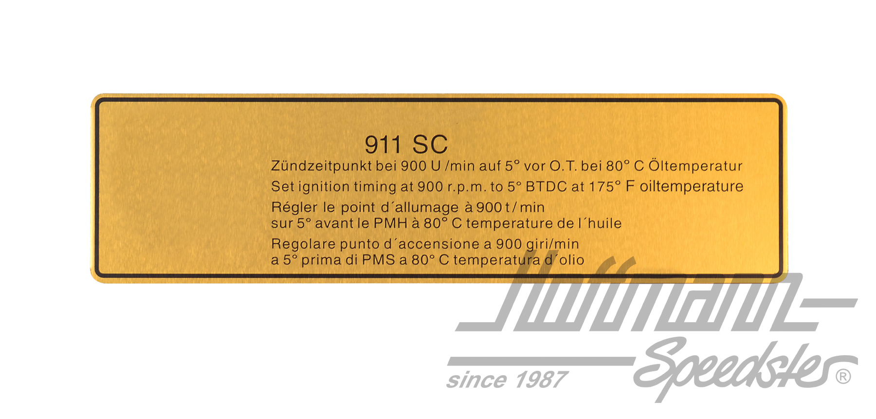 Aufkleber "Zündzeitpunkt", 911 SC, 78-80
