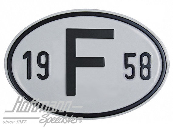Nationalitätsschild "F", "1958", Alu