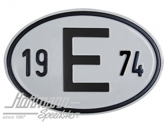 Nationalitätsschild "E", "1974", Alu