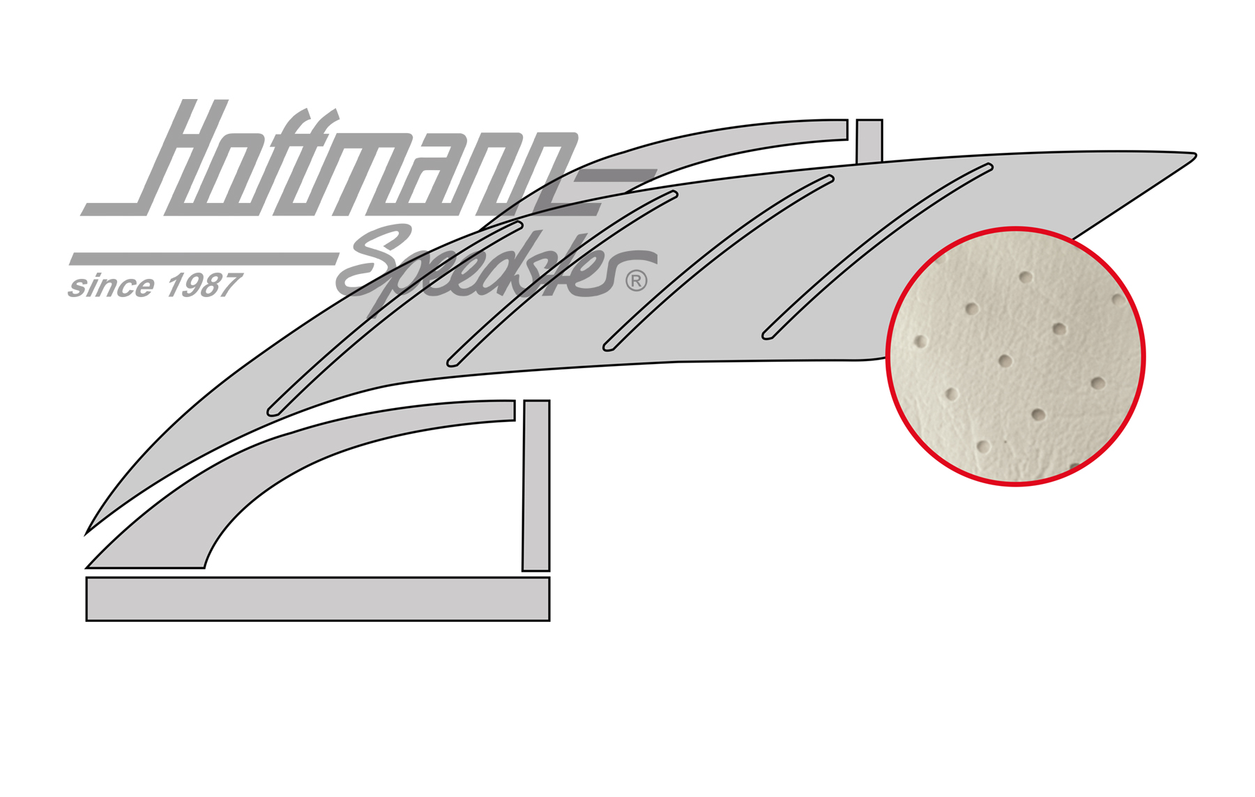 Himmel, Fließheck, perforiert, altweiß Himmel, Fließheck, perforiert, altweiß