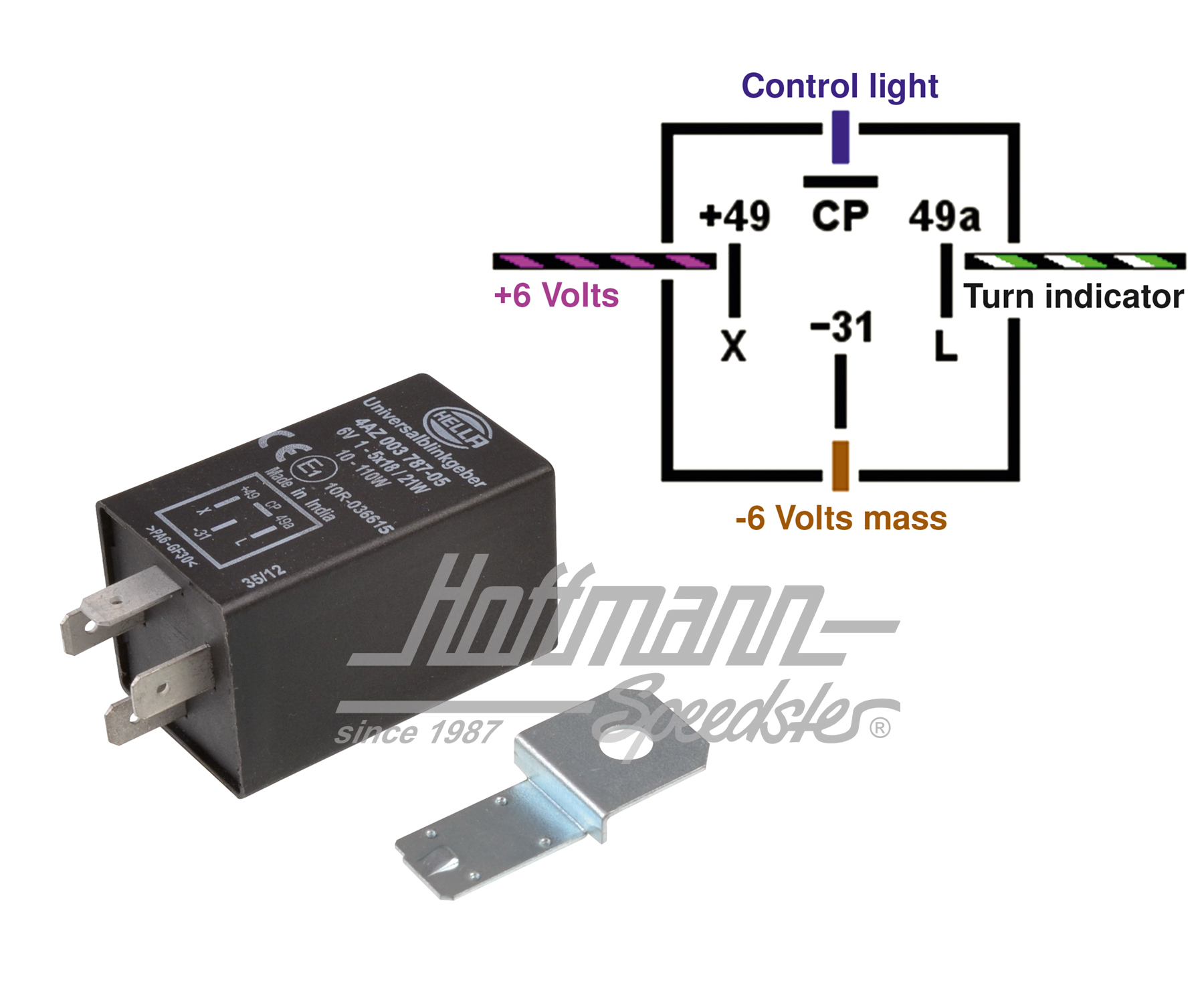 Relais, Blinker, elektronisch, 6 Volt
