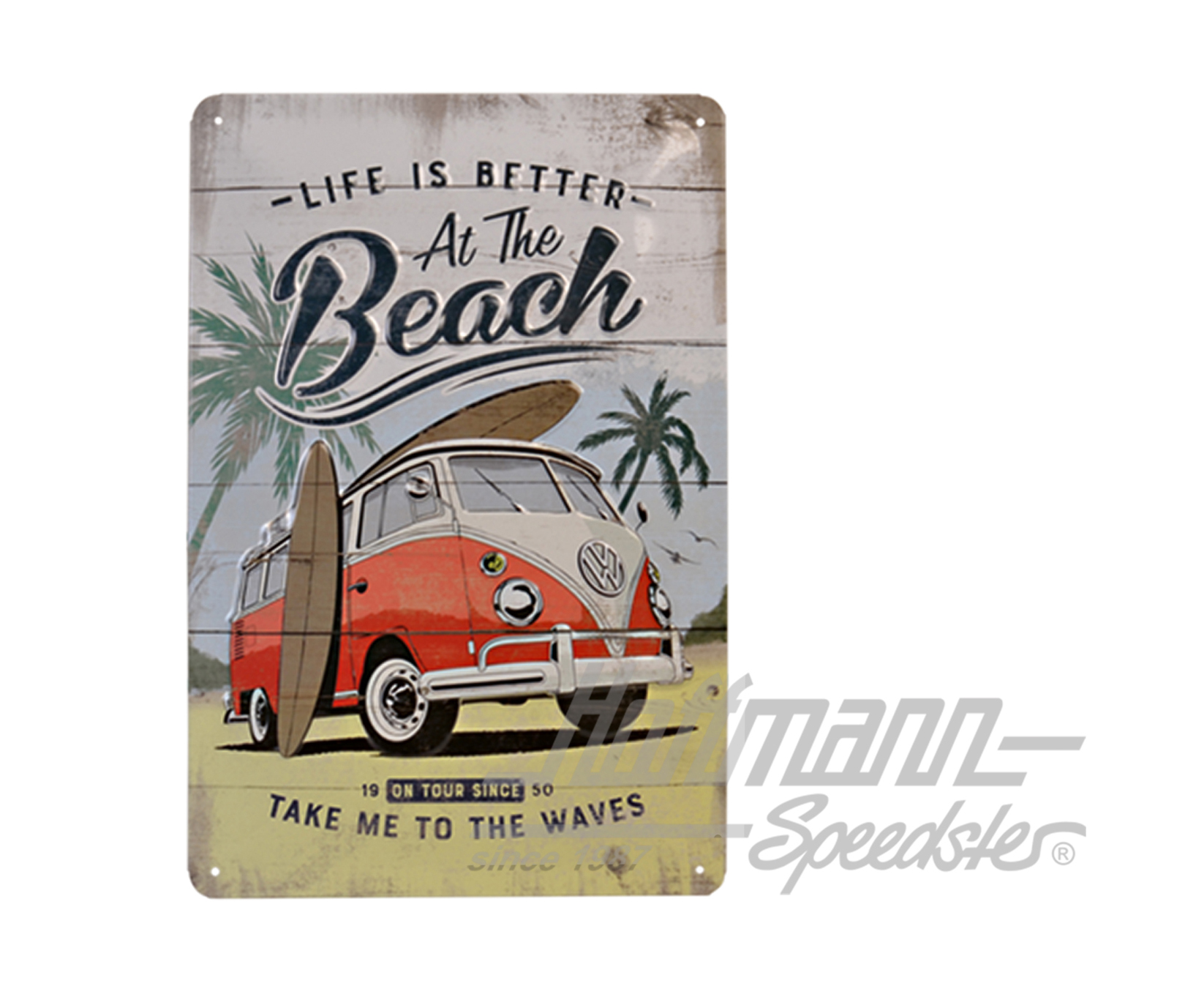Blechschild, VW Bulli Beach, Bus T1