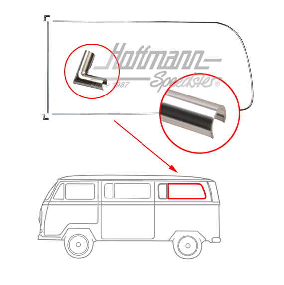 Zierrahmen Alu, Seitenfenster, hinten, geteilt, links Zierrahmen Alu, Seitenfenster, hinten, geteilt, links