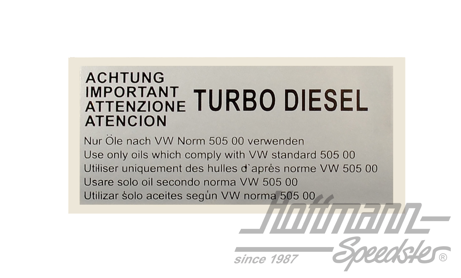 Aufkleber "Achtung Turbo Diesel", silber